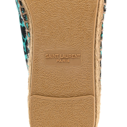 Saint Laurent Canvas Leopard Print Espadrilles 36 Aqua Black 6 of 9