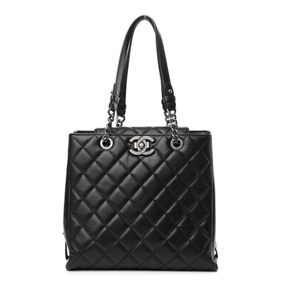Chanel Metallic Goatskin Quilted Small City Rock Shopping Tote Black 1 of 11
