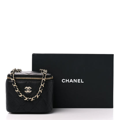 Chanel Caviar Quilted Mini Vanity Case With Chain Black 10 of 10