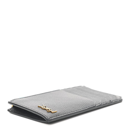 Saint Laurent Grained Calfskin Monogram 5 Fragments Zip Pouch Card Holder Black 4 of 7
