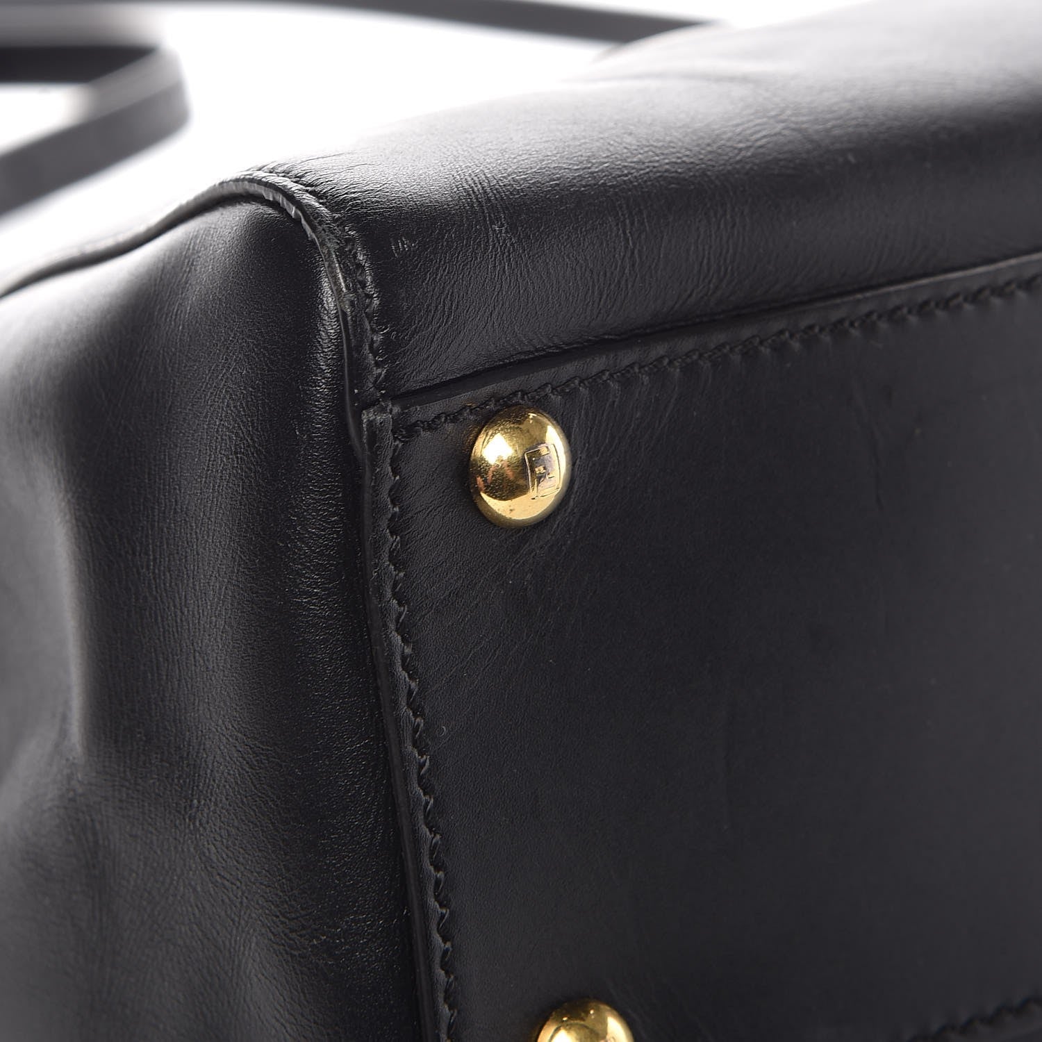Fendi Vitello Morgan Shiny Nappa Medium Peekaboo Iconic Satchel Black 10 of 15