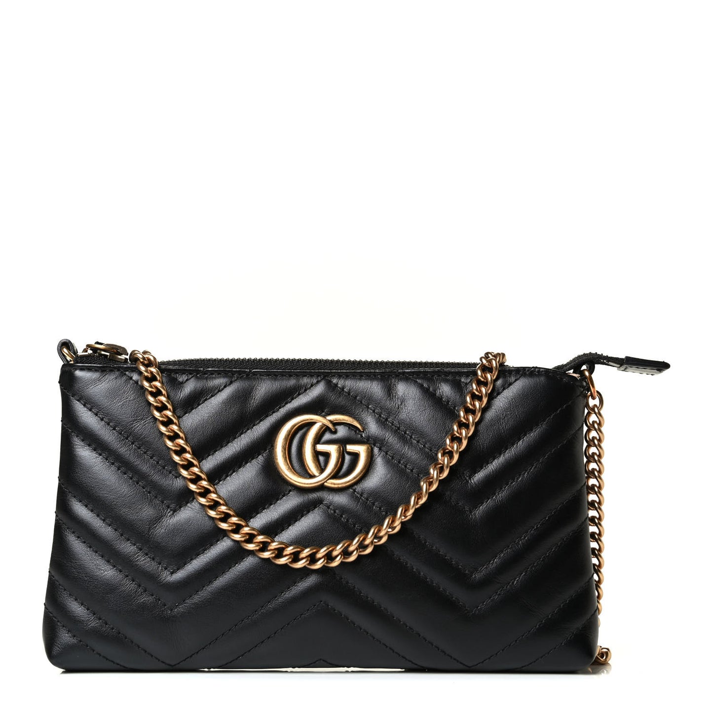 Calfskin Matelasse Mini GG Marmont Chain Bag Black