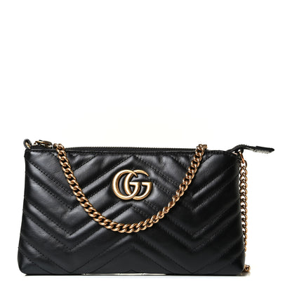 Gucci Calfskin Matelasse Mini GG Marmont Chain Bag Black 1 of 6