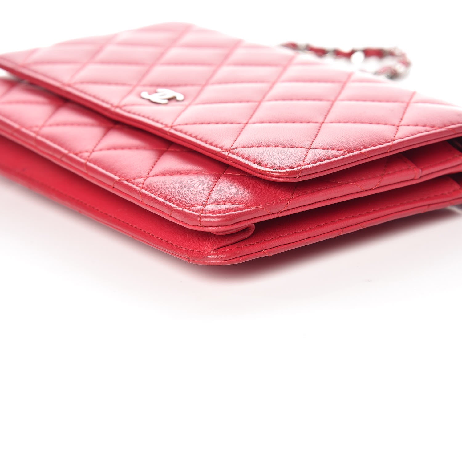 Chanel Lambskin Quilted Wallet On Chain WOC Dark Pink 6 of 11