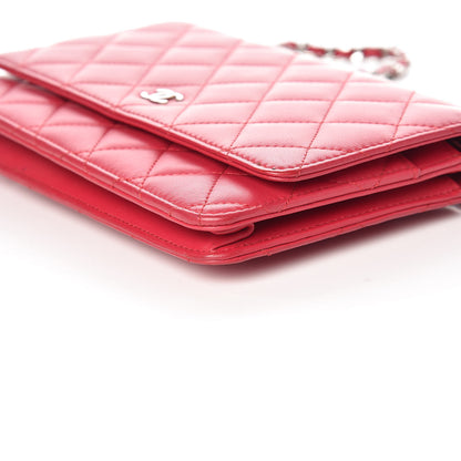 Chanel Lambskin Quilted Wallet On Chain WOC Dark Pink 6 of 11