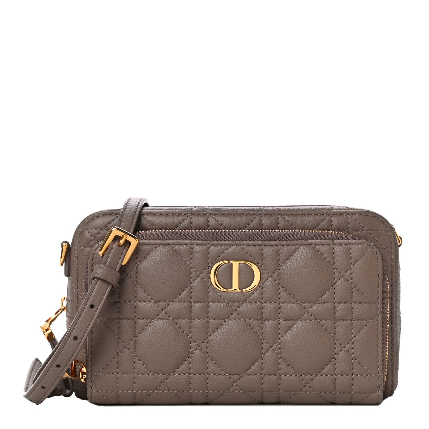Supple Calfskin Caro Double Pouch Warm Taupe