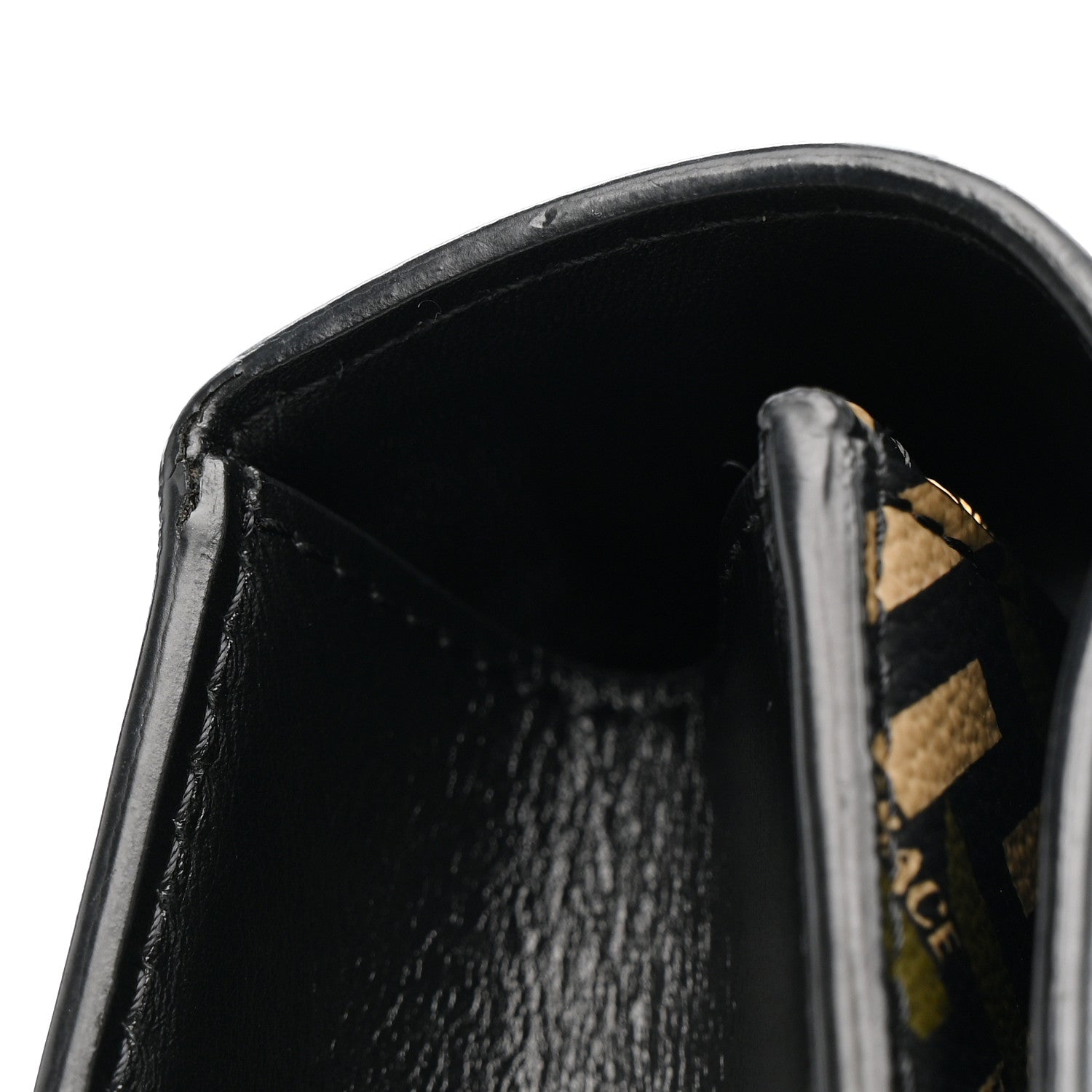 Versace Coated Canvas La Greca Signature Print Virtus Top Handle Shoulder Bag Black Khaki 12 of 12