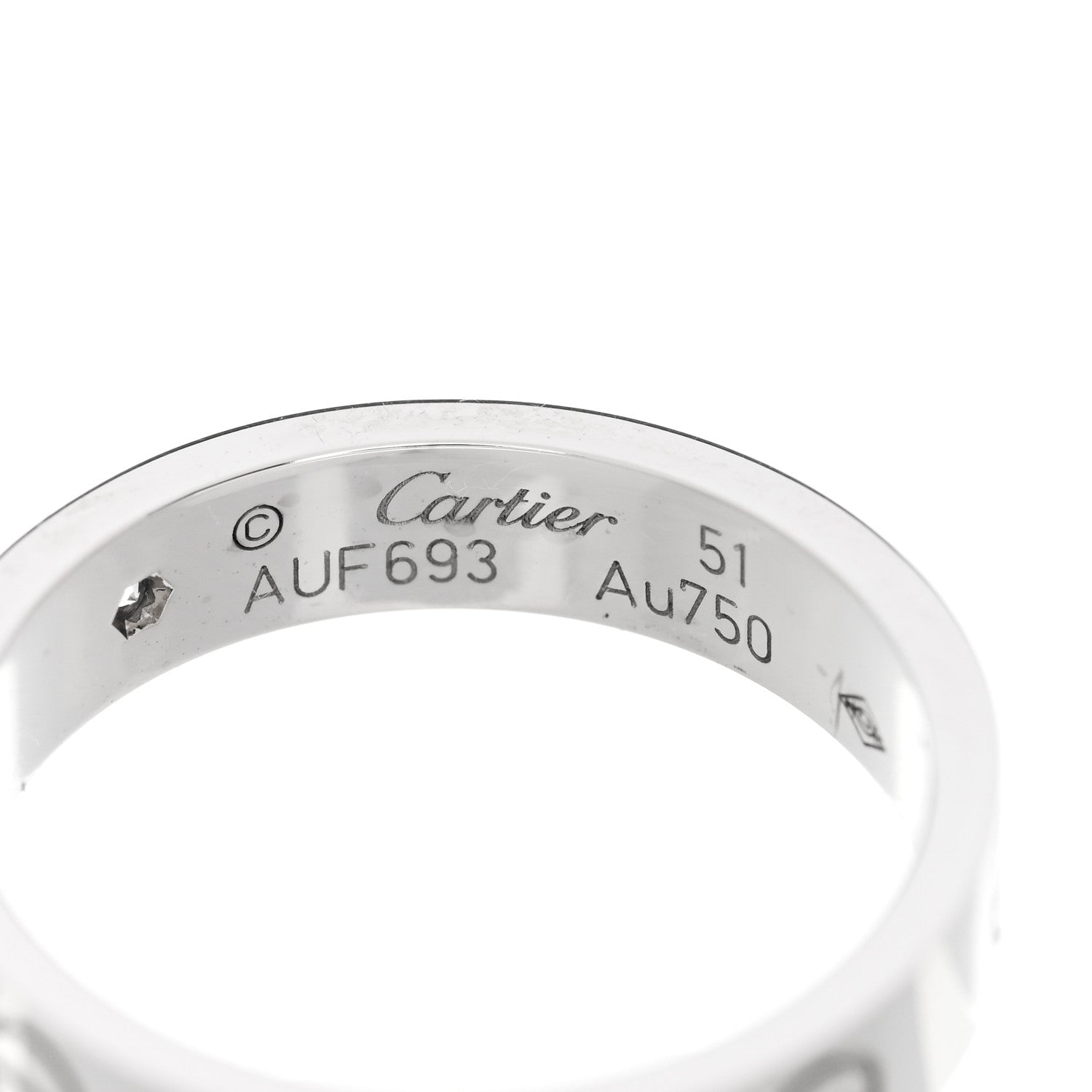 Cartier 18K White Gold Diamond 4mm LOVE Wedding Band Ring 51 5.75 4 of 4