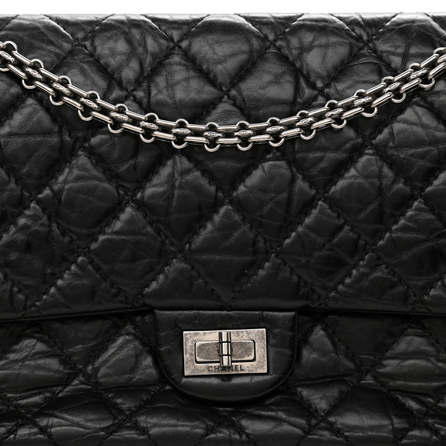Aged Calfskin Quilted 2.55 Reissue 226 Flap Black
