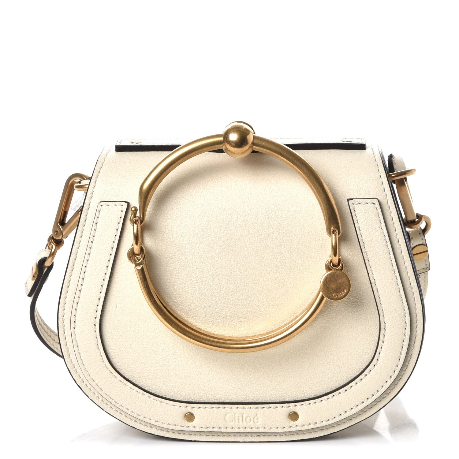 Chloe Calfskin Suede Small Nile Bracelet Bag Off White 1 of 8