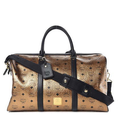 MCM Metallic Visetos Medium Traveler Weekender Bag Gold 1 of 9