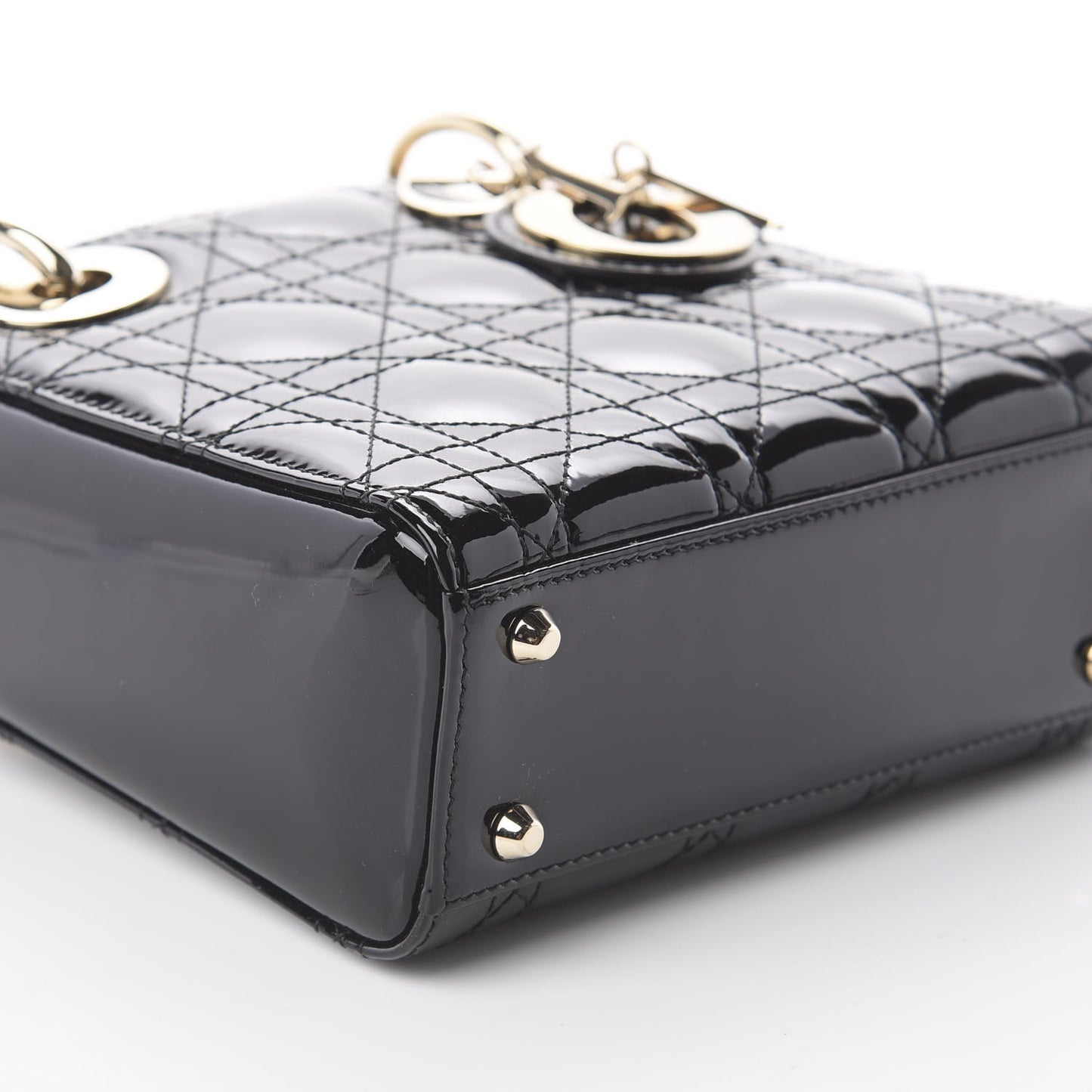 Patent Cannage Mini Lady Dior Black
