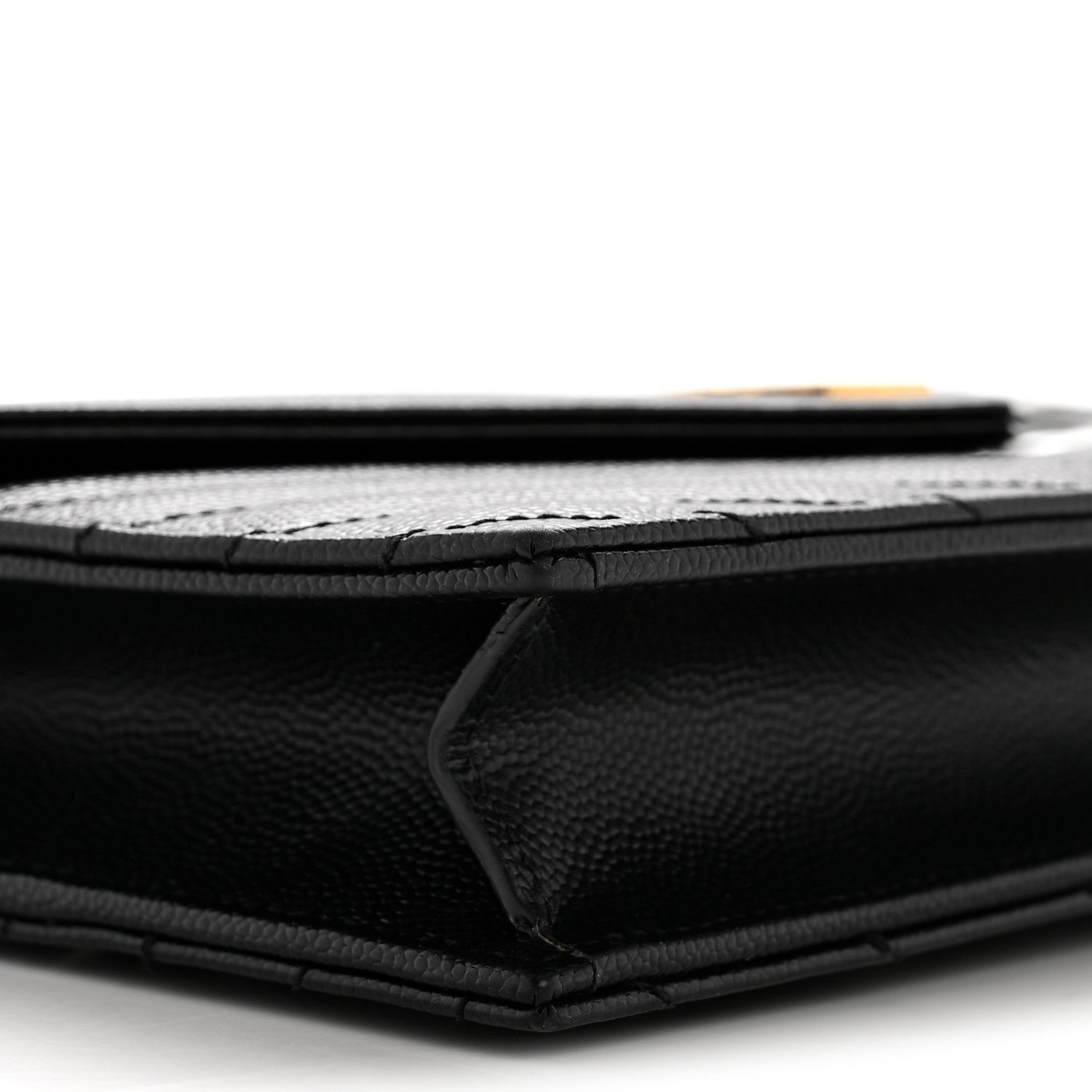 Saint Laurent Grain De Poudre Matelasse Chevron Monogram Envelope Chain Wallet Black 9 of 13