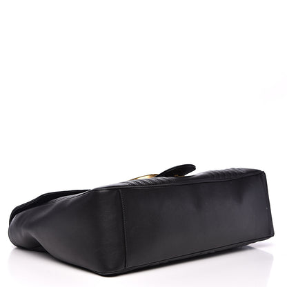 Gucci Calfskin Matelasse Maxi GG Marmont Top Handle Shoulder Bag Black 3 of 17