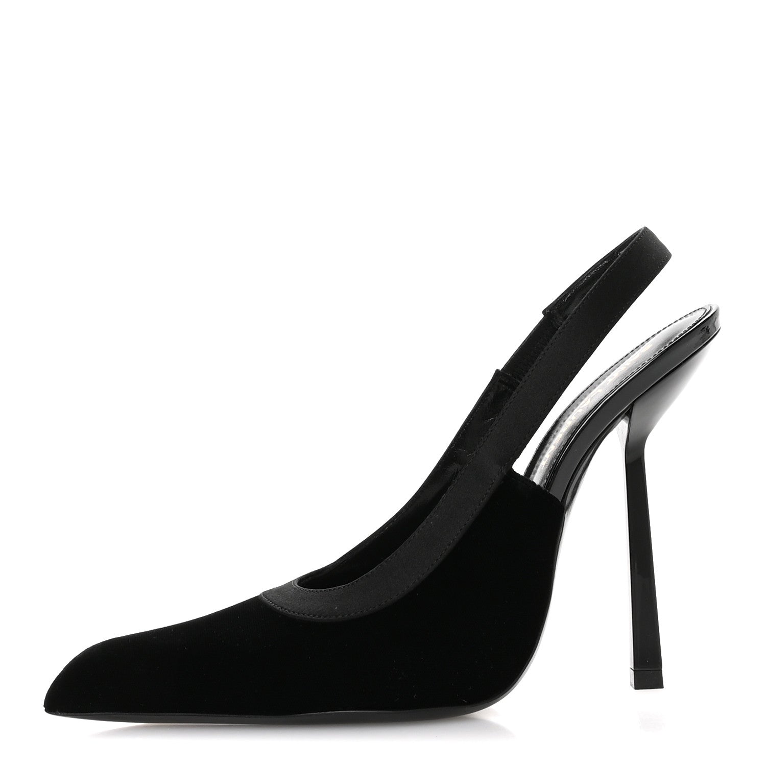 Saint Laurent Velluto Master Raso Regale Victoire 115 Slingback Pumps 36.5 Black 1 of 9