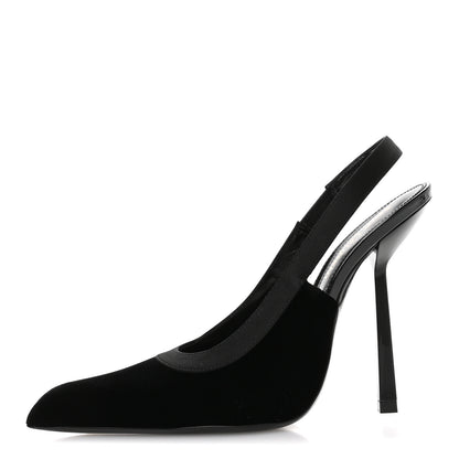 Saint Laurent Velluto Master Raso Regale Victoire 115 Slingback Pumps 36.5 Black 1 of 9