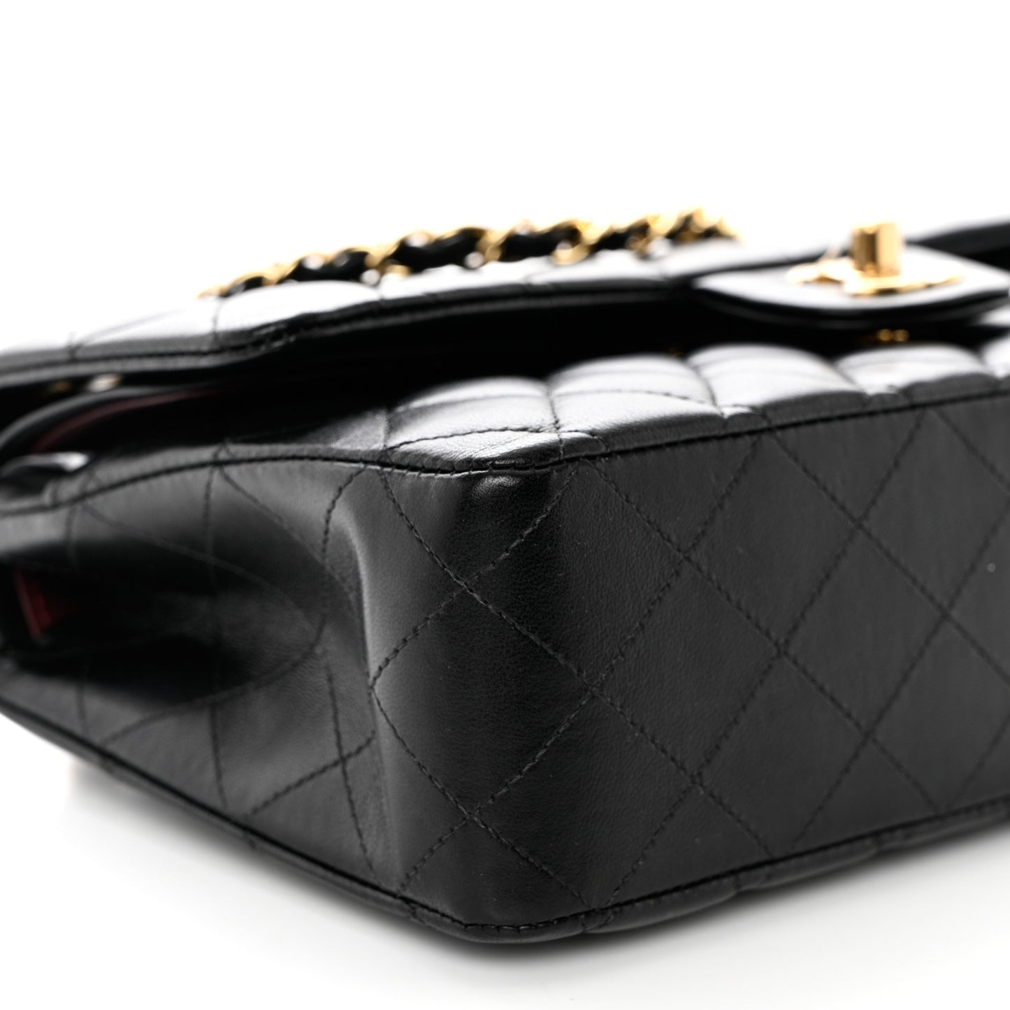 Lambskin Quilted Medium Double Flap Black