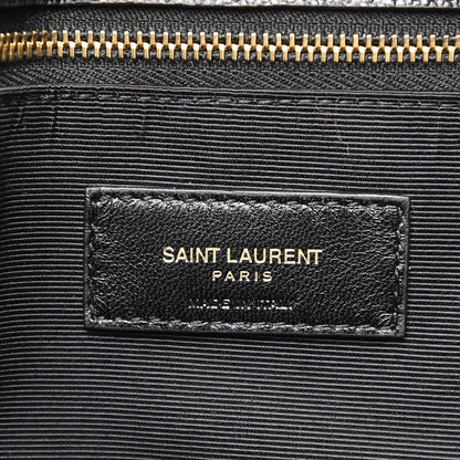 Saint Laurent Grain De Poudre Matelasse Chevron Monogram Shopping Bag Black 7 of 8