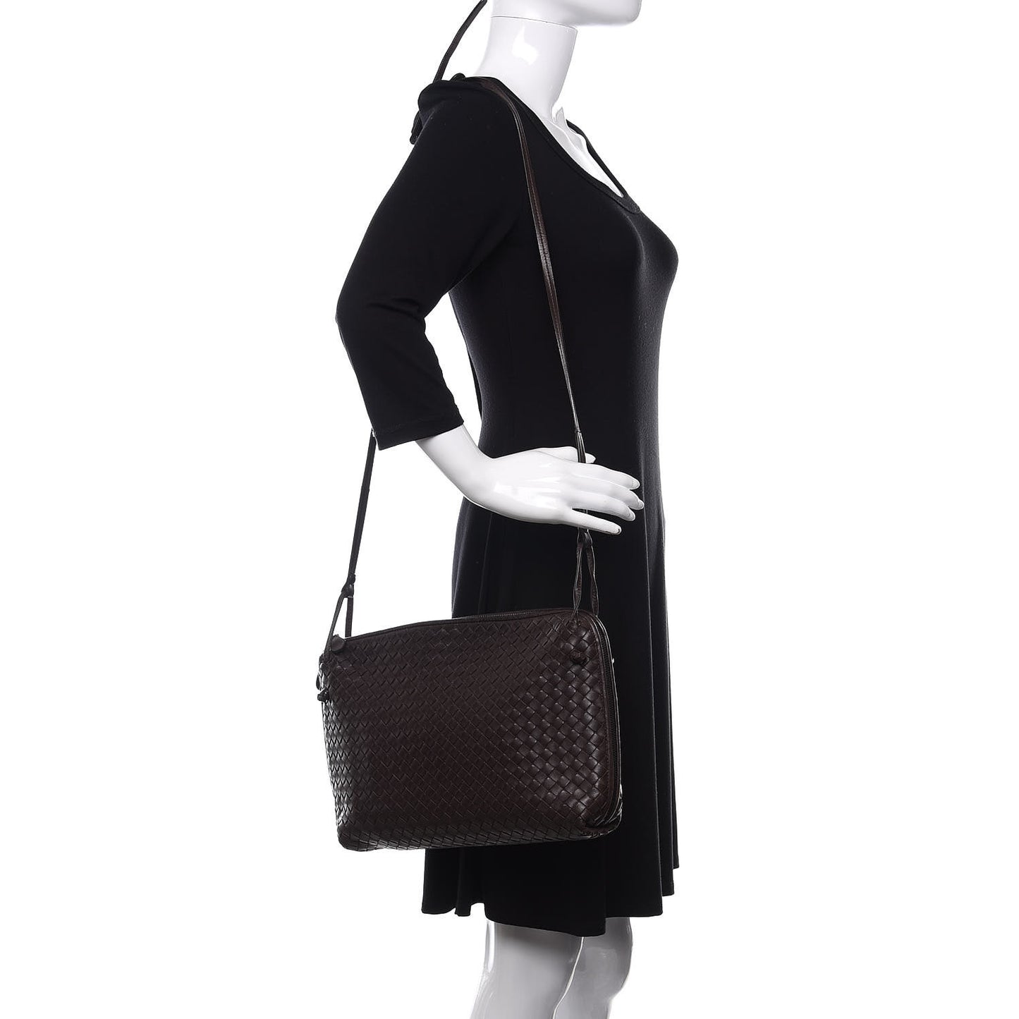 Nappa Intrecciato Nodini Crossbody Messenger Ebano