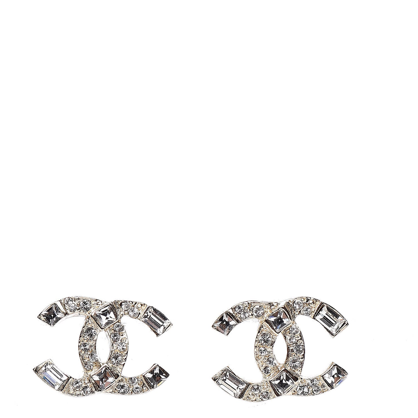 Crystal Baguette CC Earrings Gold