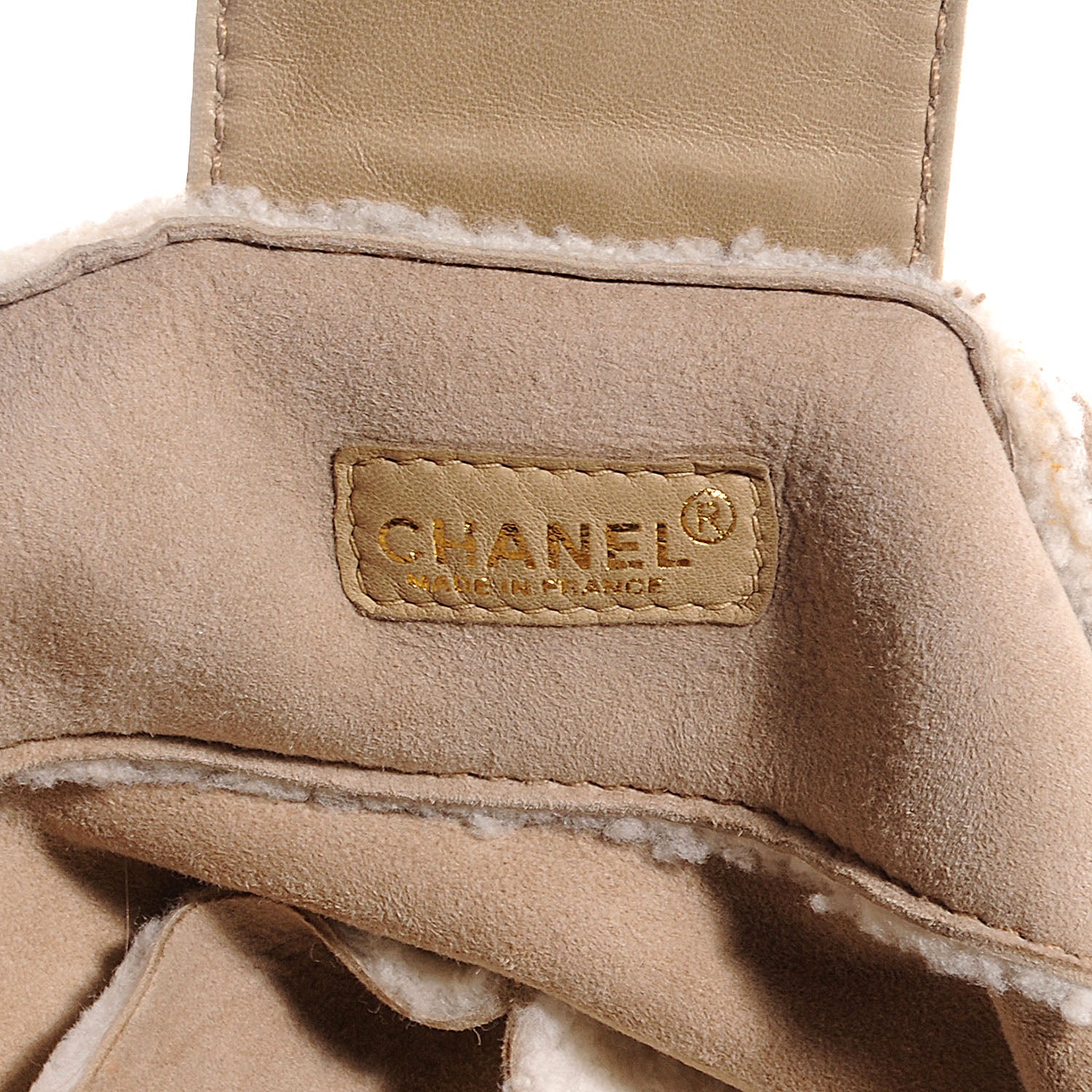 Chanel Shearling Suede CC Accordion Flap Beige 6 of 7