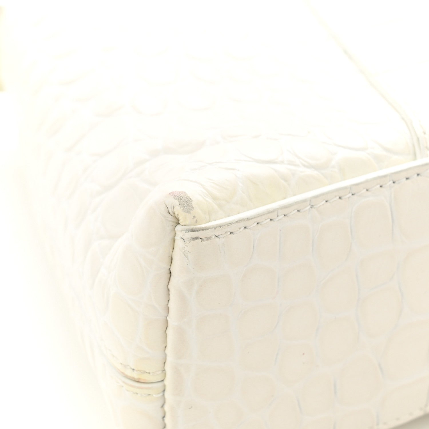 Balenciaga Extra Supple Calfskin Crocodile Embossed XS Downtown Shoulder Bag White 14 of 17
