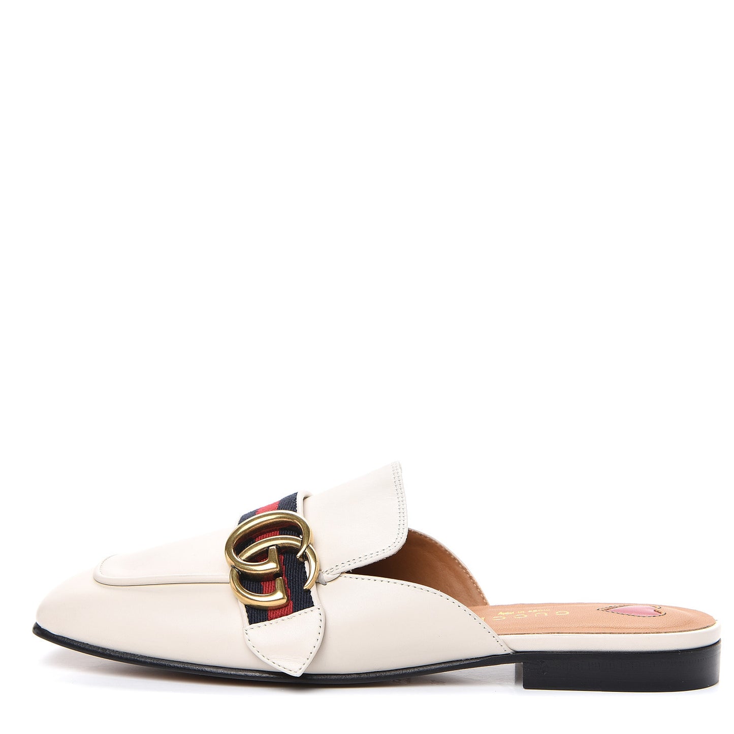 Calfskin Web Womens Peyton GG Slippers 35 Mystic White