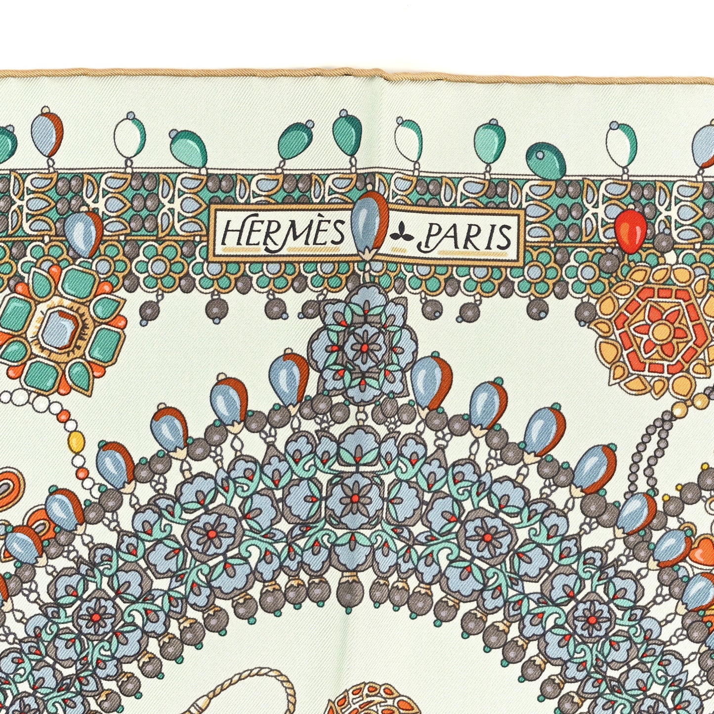 Silk Parures Des Maharajas Scarf 90 Blanc Corail Vert