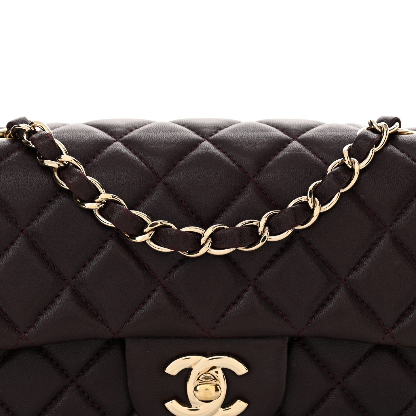 Lambskin Quilted Mini Rectangular Flap Dark Purple