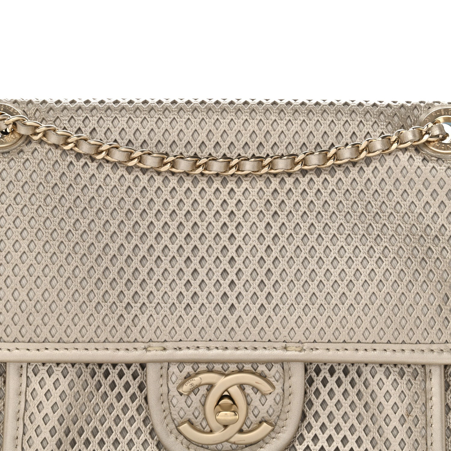 Chanel Metallic Perforated Calfskin Small Up In The Air Flap Light Gold 8 of 10
