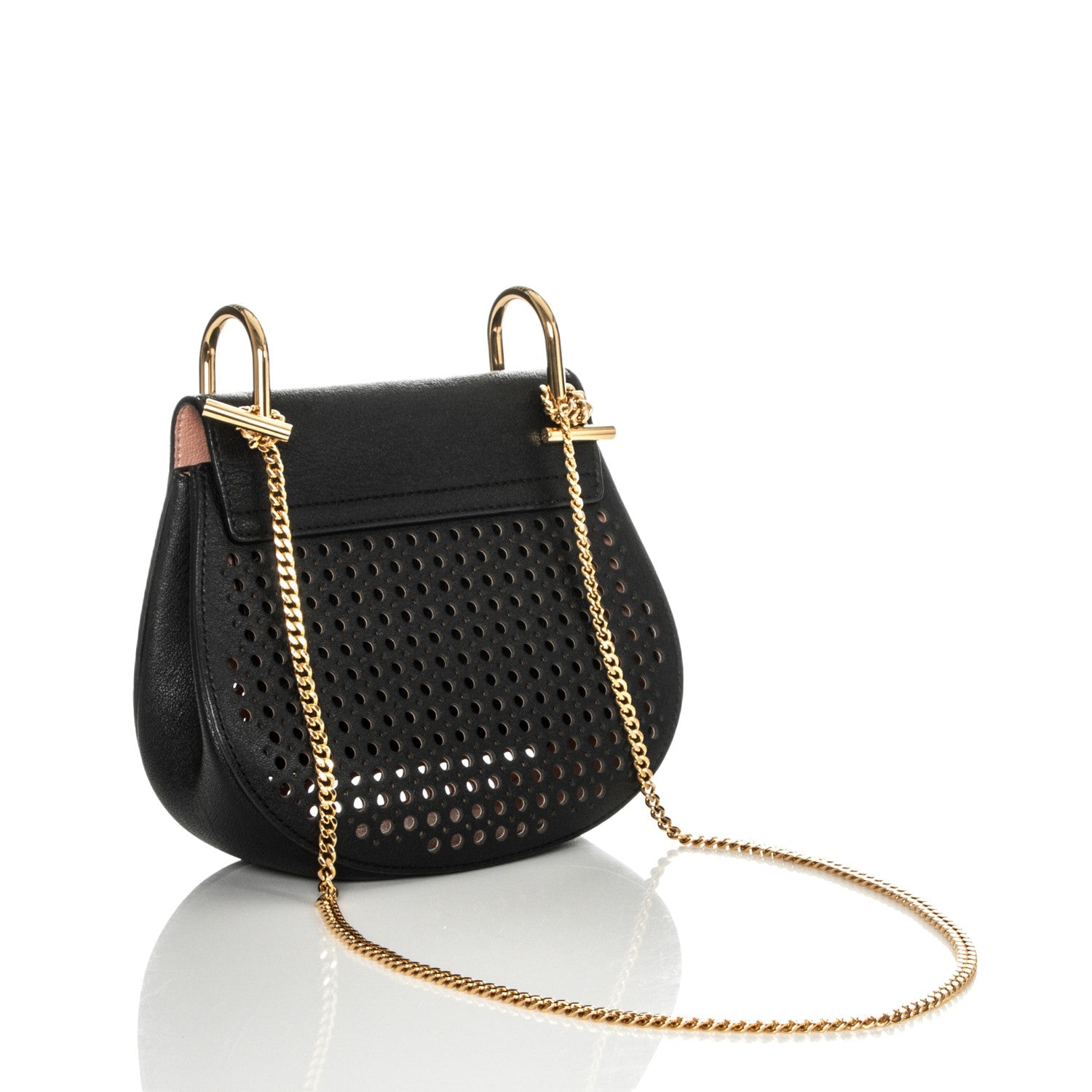 Chloe Calfskin Perforated Mini Drew Shoulder Bag Black 3 of 8