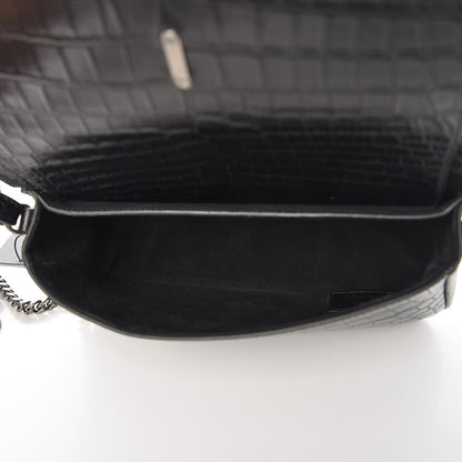 Saint Laurent Crocodile Embossed Medium Charlotte Messenger Bag Black 5 of 8