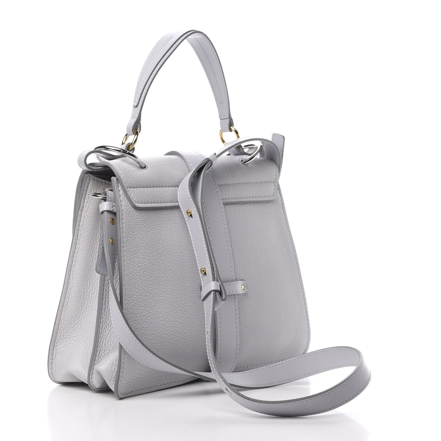 Shiny Grained Calfskin Medium Aby Day Shoulder Bag Airy Grey