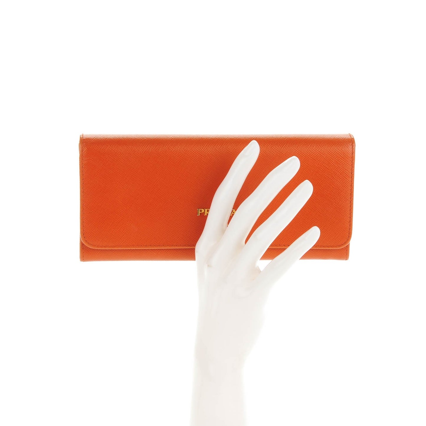 Saffiano Metal Continental Flap Wallet Papaya