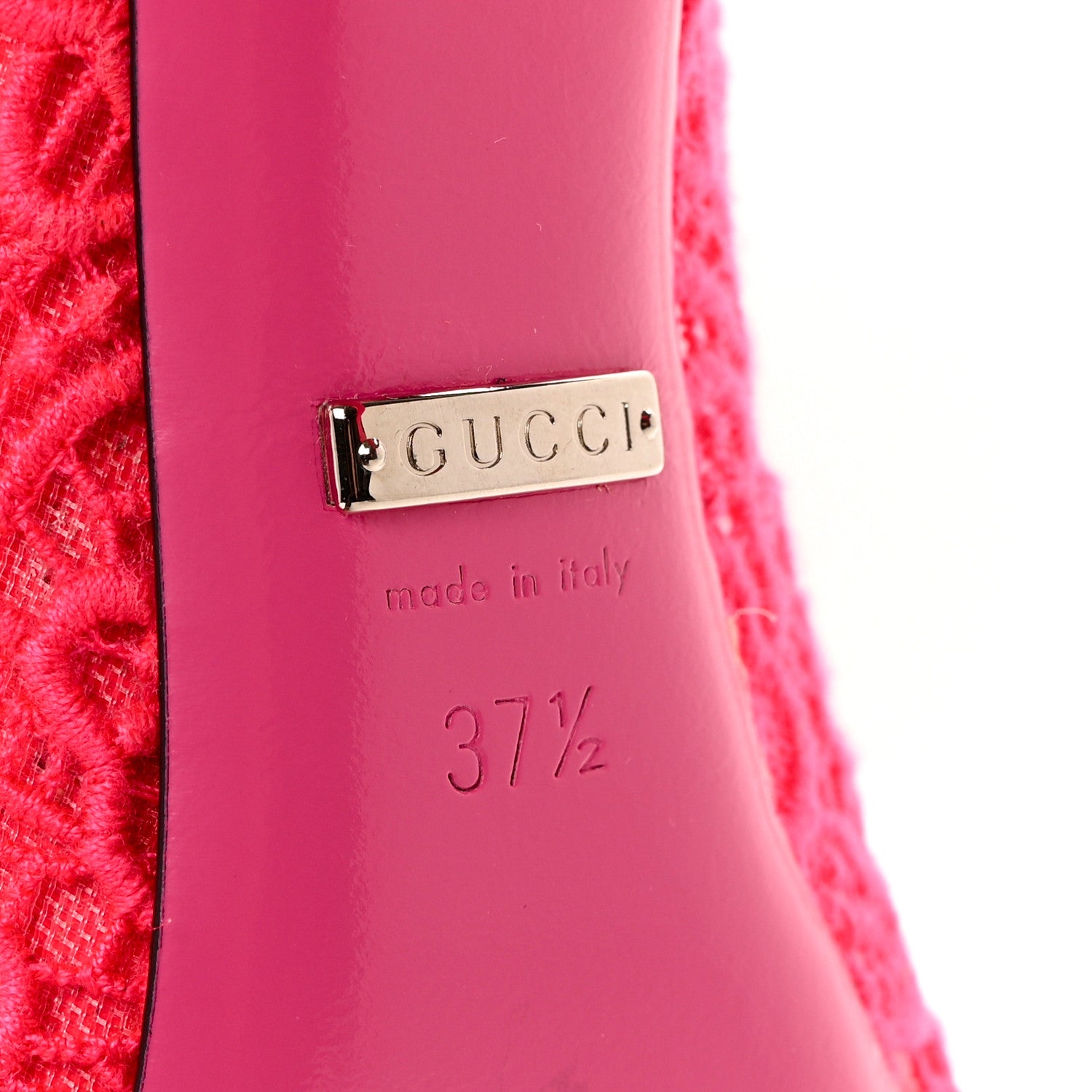 Gucci Corded Lace Crystal Virginia 95 Mary Jane Pumps 37.5 Fuxia 6 of 8