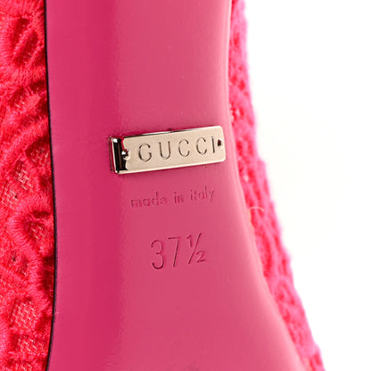Gucci Corded Lace Crystal Virginia 95 Mary Jane Pumps 37.5 Fuxia 6 of 8