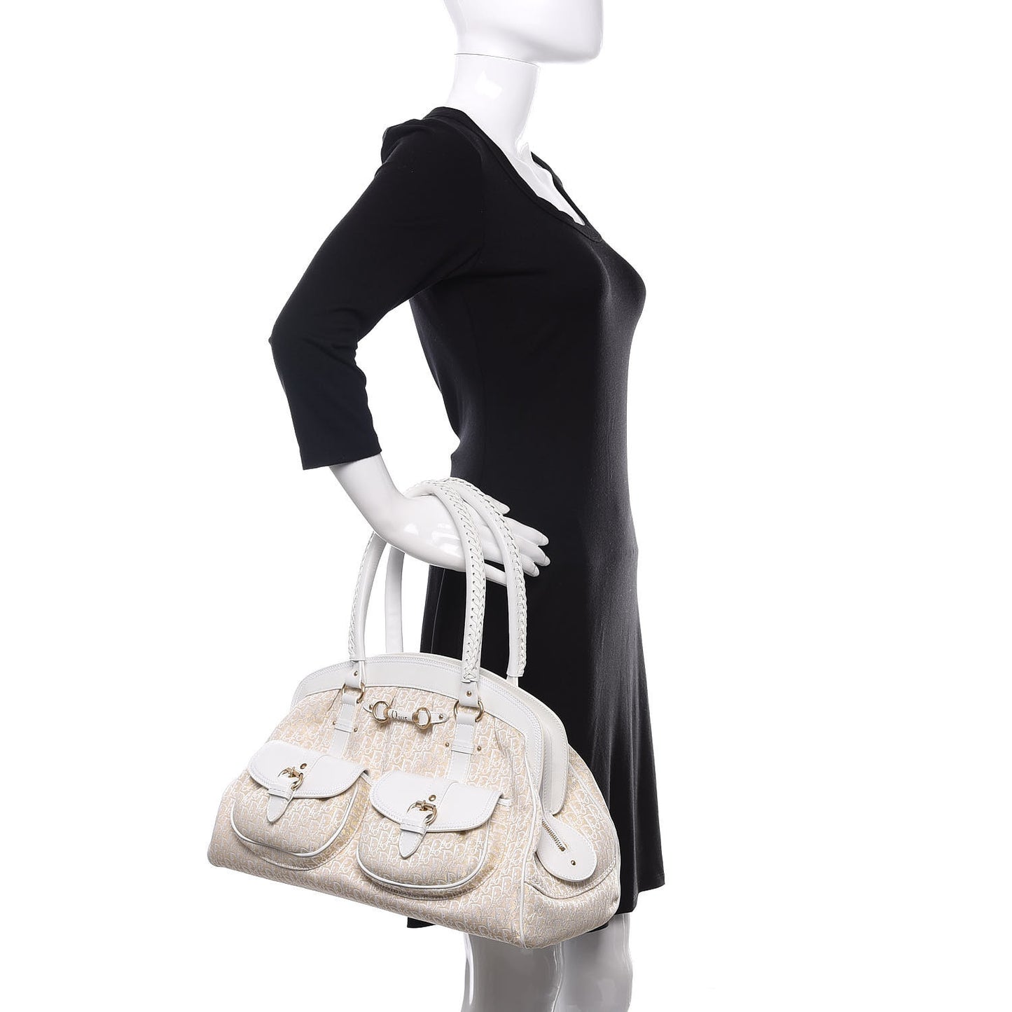 Monogram Large My Dior Frame Pocket Satchel White