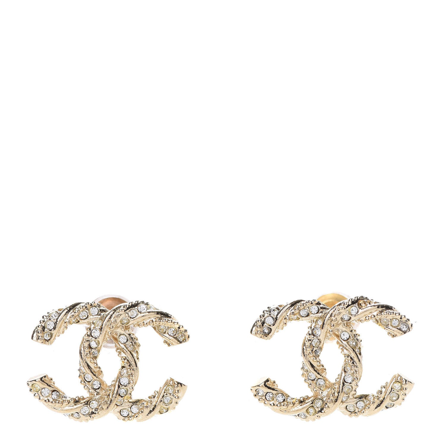 Chanel Crystal Twisted CC Earrings Gold 1 of 5