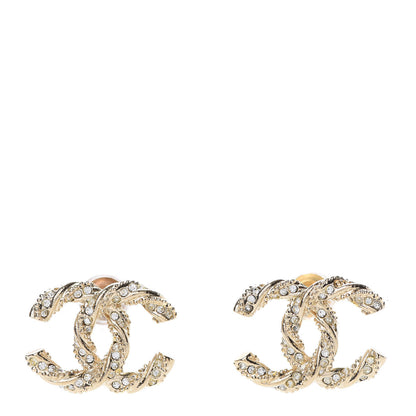 Chanel Crystal Twisted CC Earrings Gold 1 of 5