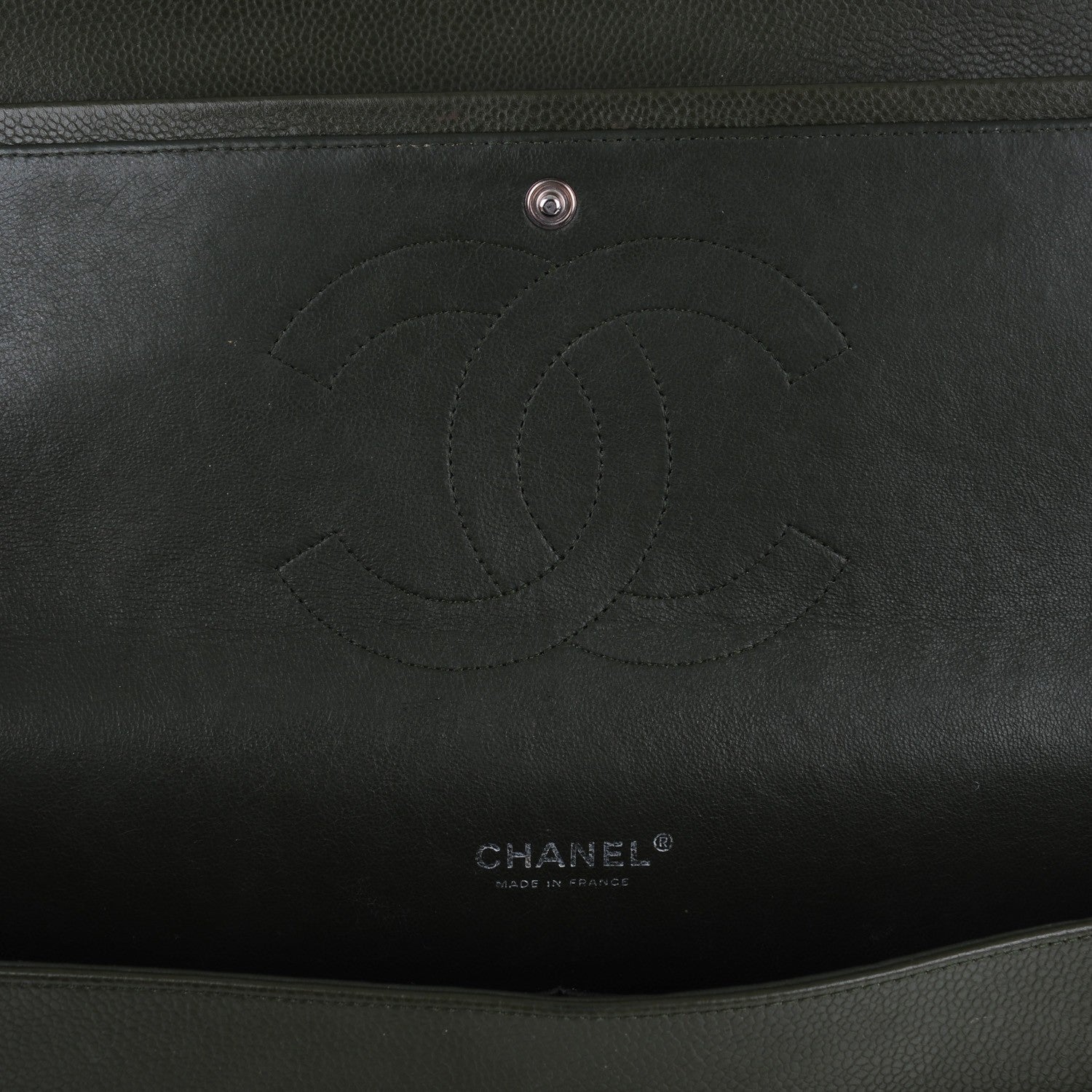 Chanel Caviar Quilted Maxi Double Flap Dark Green 6 of 9
