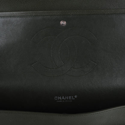 Chanel Caviar Quilted Maxi Double Flap Dark Green 6 of 9
