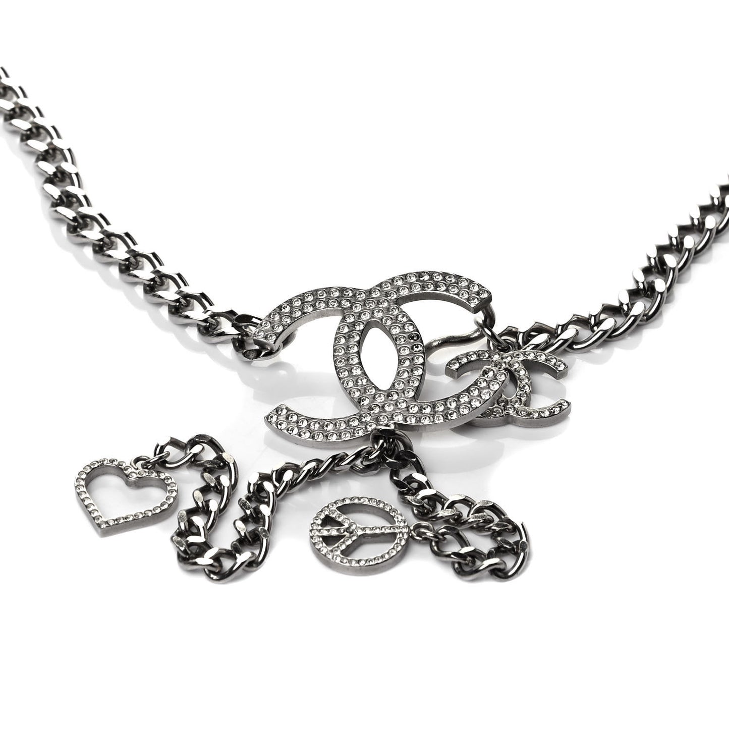 Enamel CC Chain Logo Belt Silver