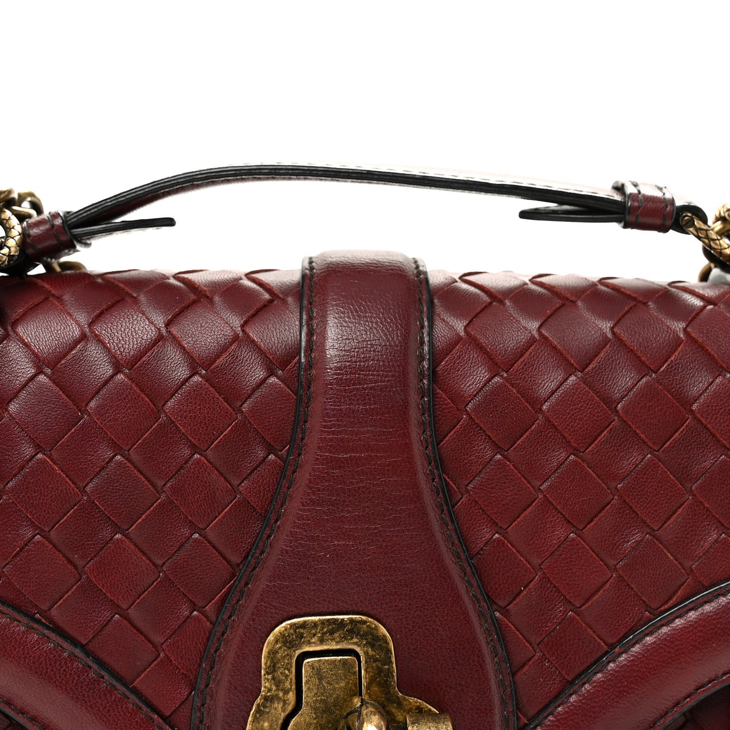 French Calfskin Intrecciato City Knot Bag Burgundy