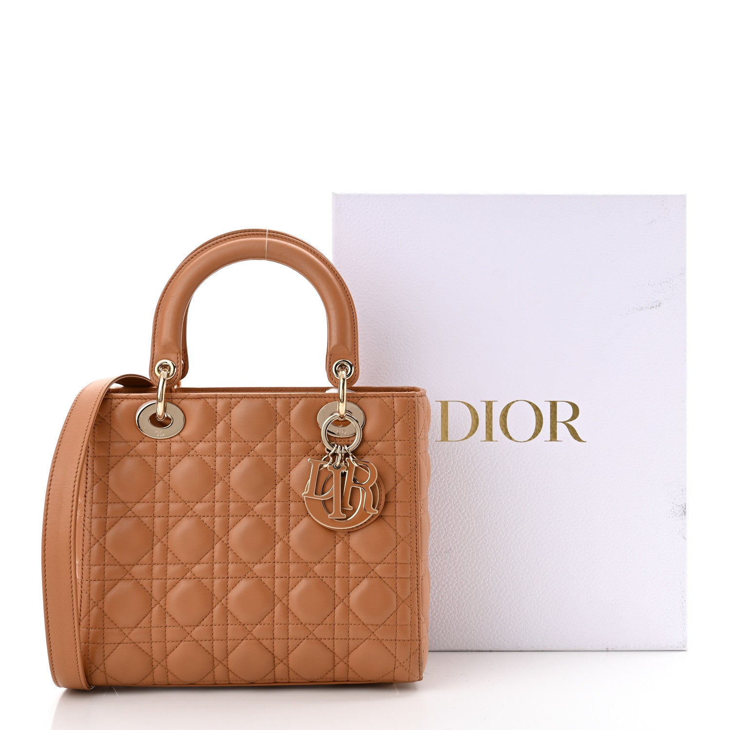 Christian Dior Lambskin Cannage Medium Lady Dior Amber 12 of 12