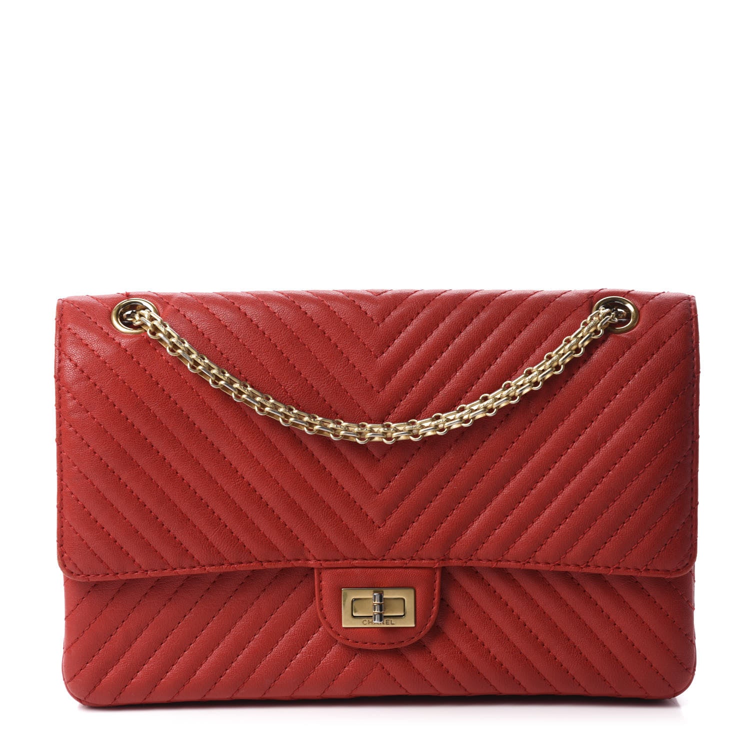 Chanel Sheepskin Chevron Quilted 2.55 Reissue 226 Flap Red 1 of 14