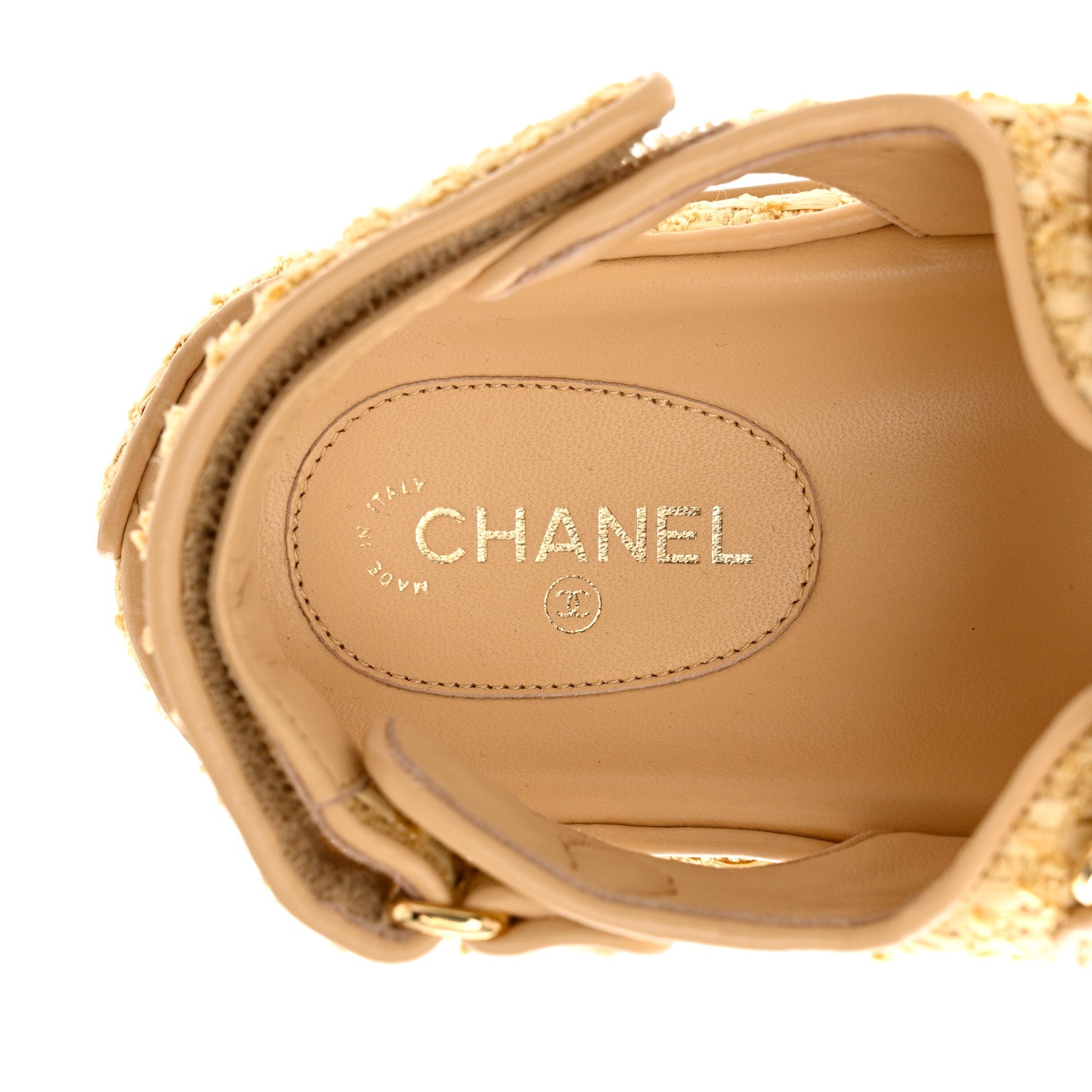 Chanel Braided Fabric Velcro Dad Sandals 37.5 Beige 6 of 8