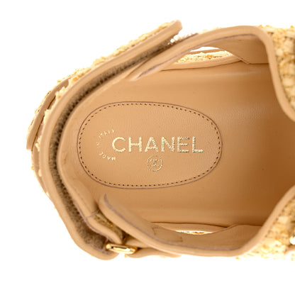 Chanel Braided Fabric Velcro Dad Sandals 37.5 Beige 6 of 8