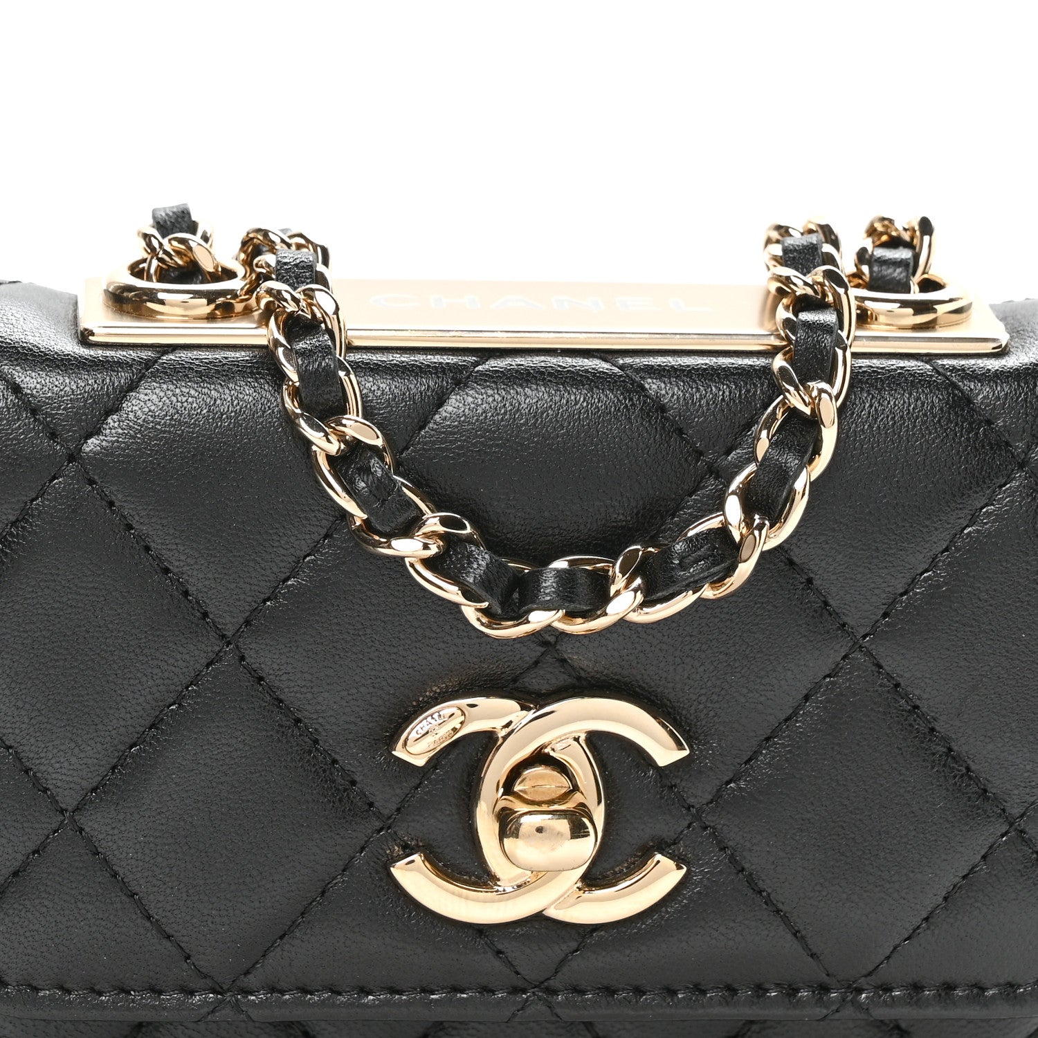 Chanel Lambskin Quilted Trendy CC Card Holder On Chain Black 17 of 23