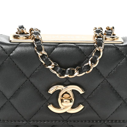 Chanel Lambskin Quilted Trendy CC Card Holder On Chain Black 17 of 23
