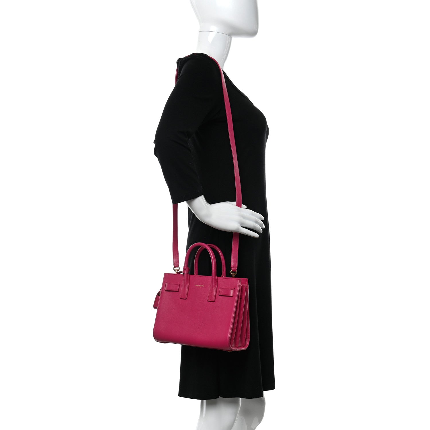 Saint Laurent Calfskin Nano Sac De Jour Lipstick Fuchsia 2 of 20